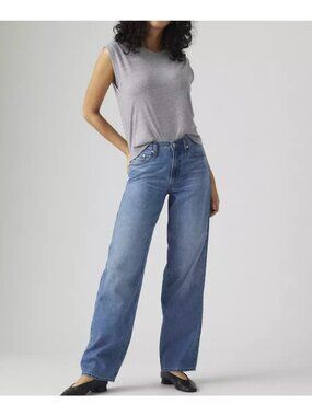 Levi's 28x32 Premium Baggy Dad Linen+Denim Lightweight Women's Jeans Heavy ChecK